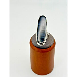 Falcons Eye Stone Estate Ring .925 Stone Sz 6 - 9.30 Grams - 1 3/4"